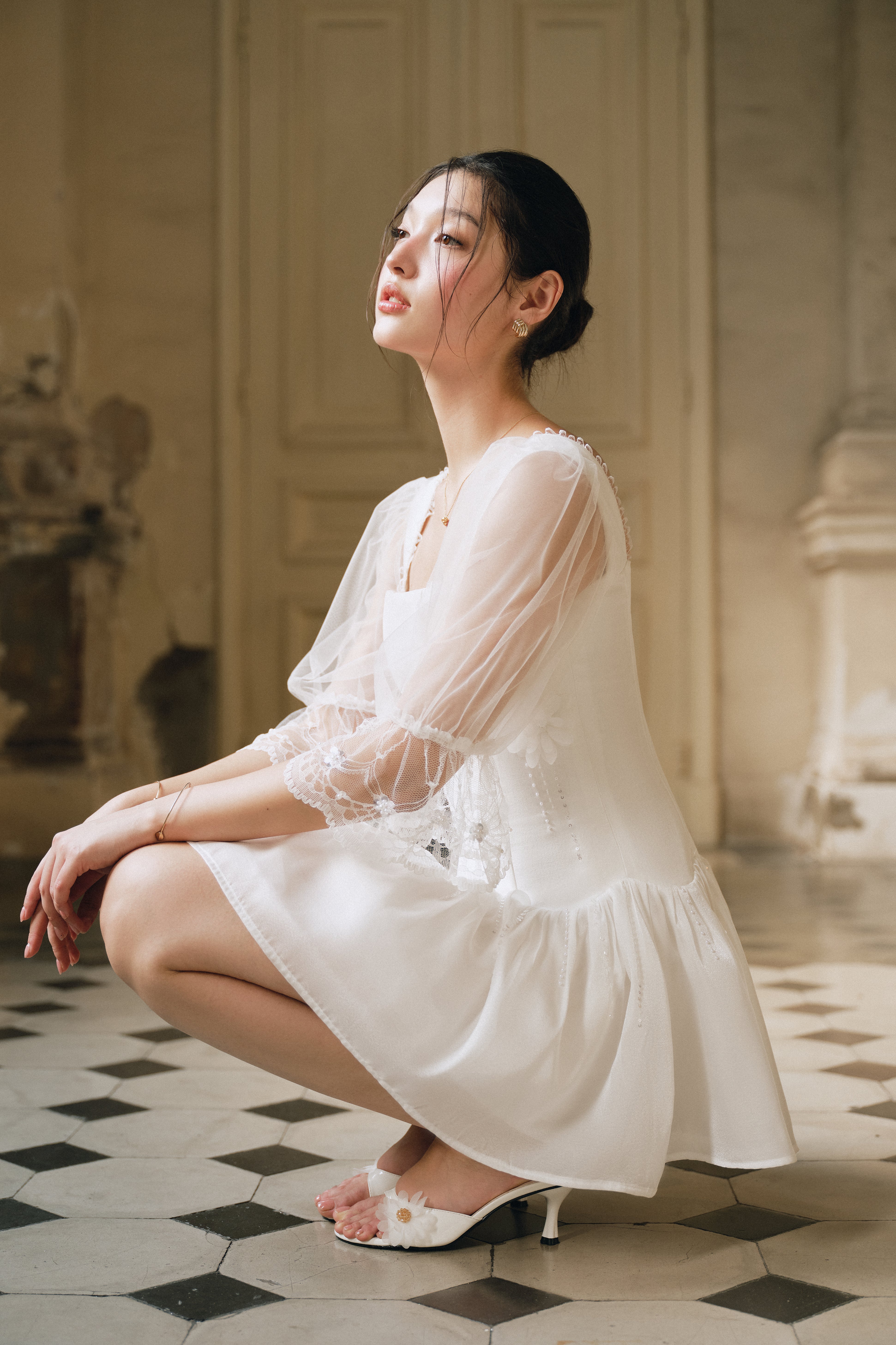 AméliaMoi アメリアモワ　ランダムリボンアンサンブル　ホワイト Amelia Dress – THE MAVEN